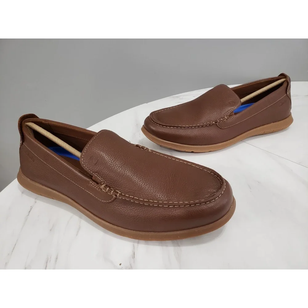 NEW NO BOX - Size 11.5 WIDE CLARKS Men's Flexway Step Light‎ Brown Leather 76954